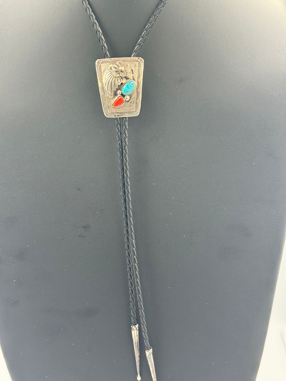 Lot 29: Vintage Coral & Turquoise Bolo Tie