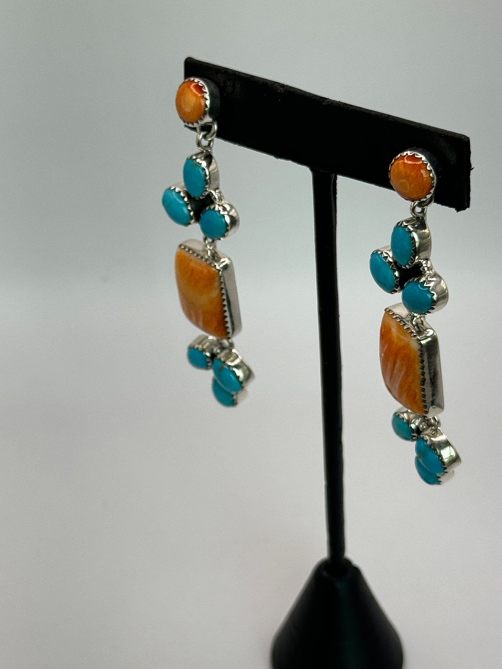 Lot 38: Navajo Spiny Oyster & Turquoise Post Earrings