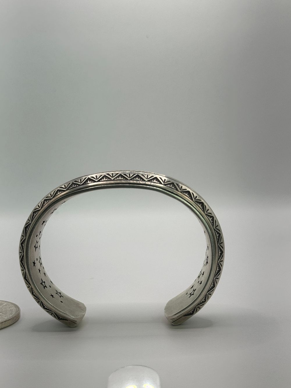 Lot 40: YAHZ Hand Stamp Navajo Sterling Silver Cuff