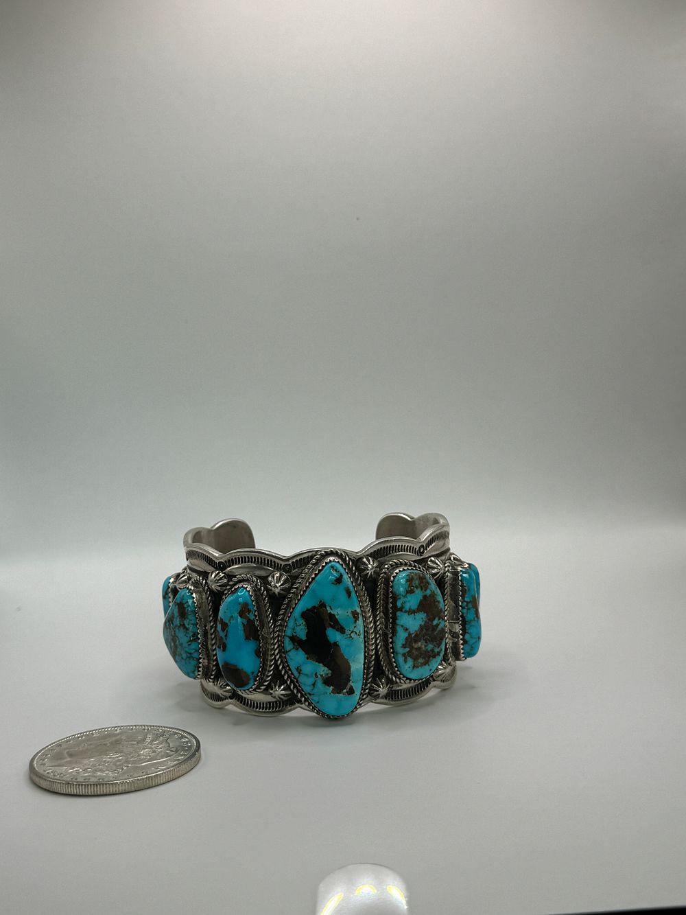 Lot 70: Delbert Delgarito Turquoise Mountain Cuff