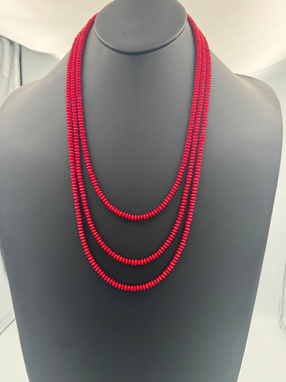 Lot 95: Three Strand Mediterranean Coral Necklace