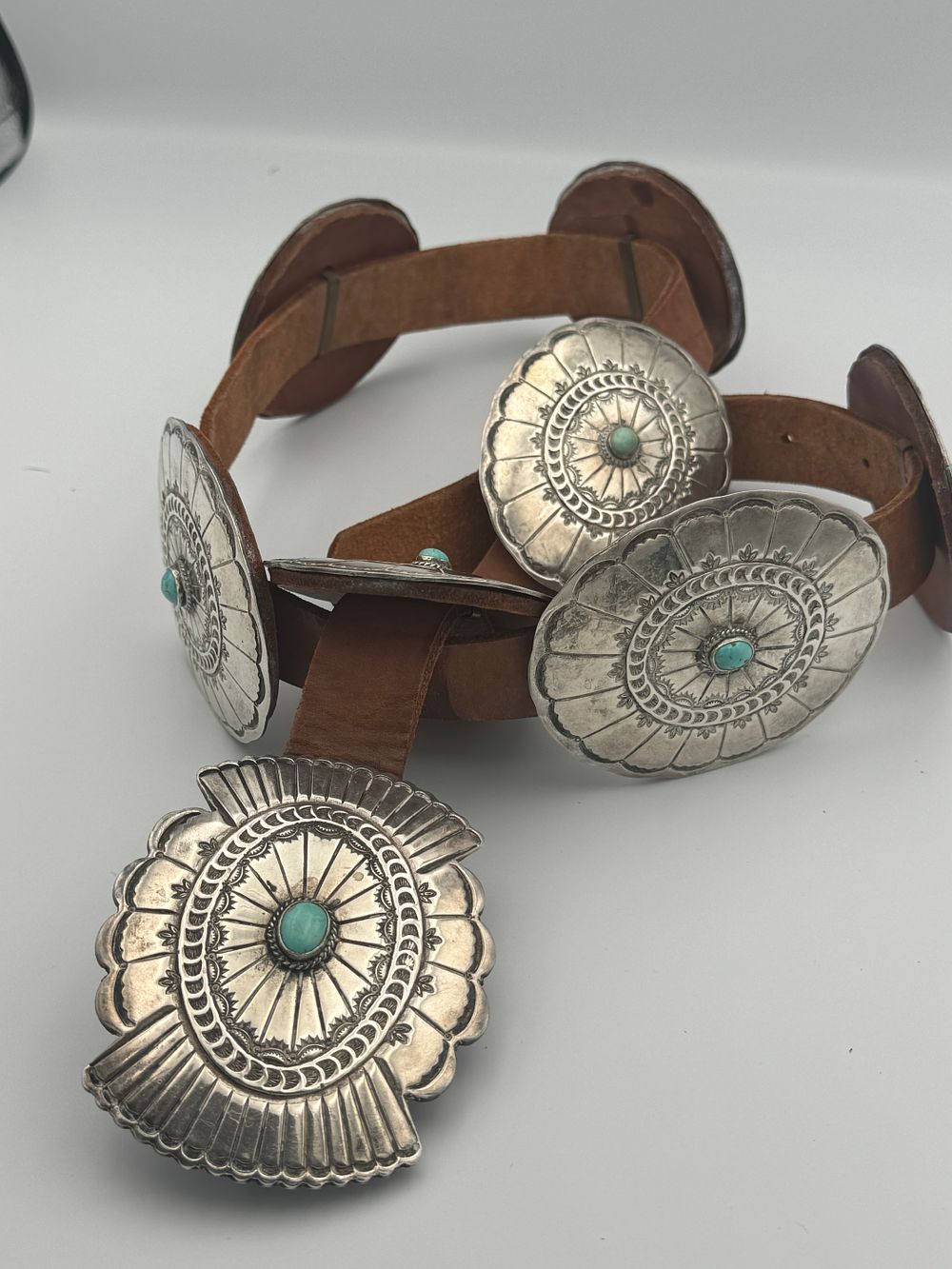 Lot 106: Engraved Vintage Concho Belt