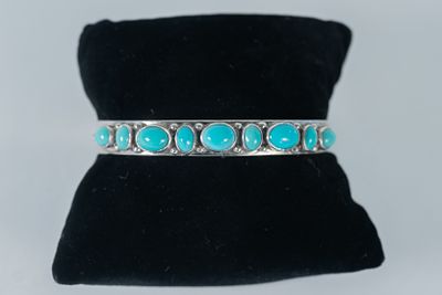 Juan Willie Carico Lake Cuff. Native American Navajo master silversmith Juan Willie sterling 