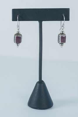 Annie Chapo Purple Spiny Oyster Earrings. Native American Navajo master silversmith Annie Chapo 