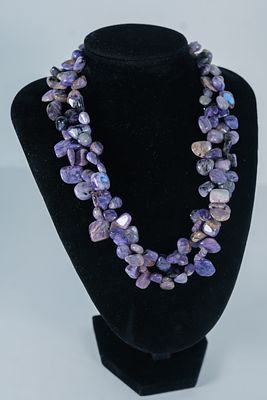 Beautiful Sugilite Two Strand Necklace. Sugilite two strand necklace featuring rough cut 