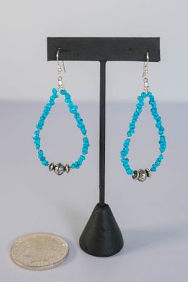 Sleeping Beauty Turquoise Chip Earrings. Native American Navajo Sleeping Beauty Turquoise chip 