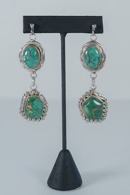 Extraordinary Liz P.M. Post Dangle Earrings. Native American Navajo celebrated master 