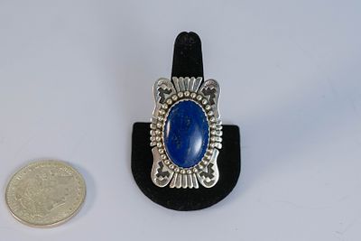 Spectacular Afghanistan Lapis Ring. Native American Navajo spectacular sterling silver ring 