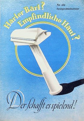 עלון פרסומי לסכין גילוח של Walter Busch 20 * 14 ס"מ. זולינגן, בערך 1930.