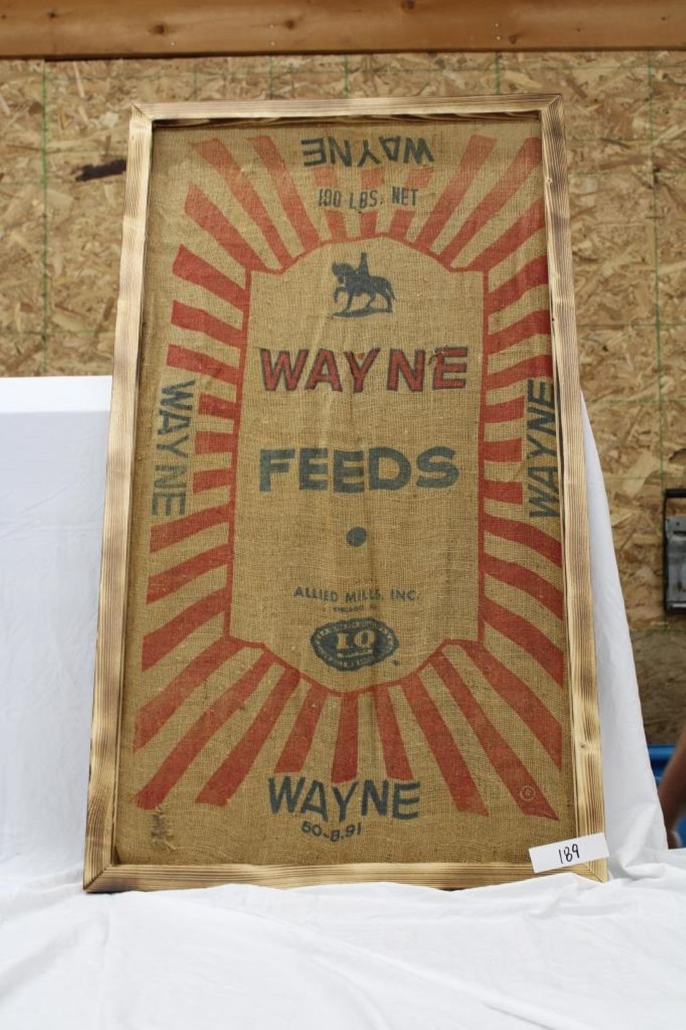 Lot 189: WAYNE FEED SACKS IN FRAME