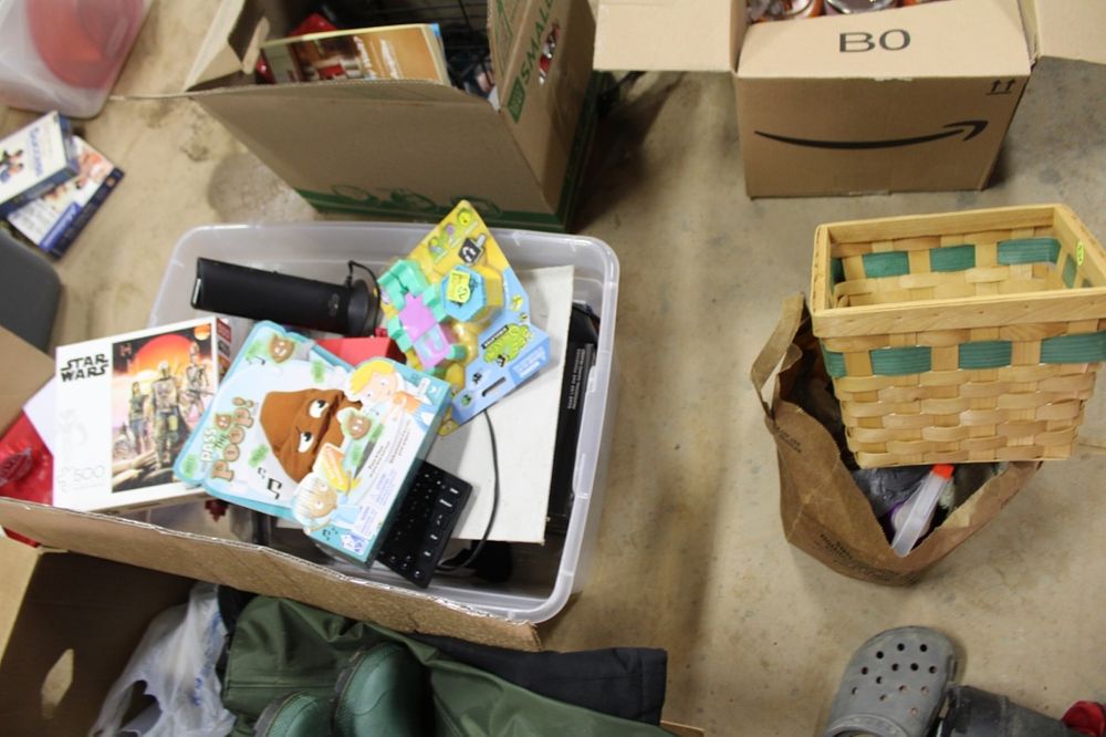 Lot 177: BOOKS, TOYS, BASKET, CLEANING ITEMS