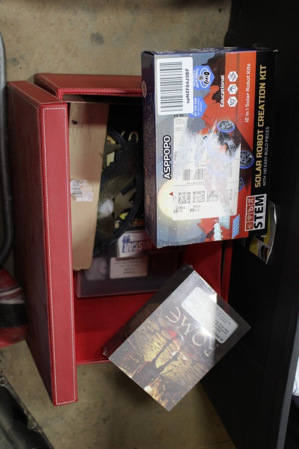 Lot 180: RED TOTE AND CONTENTS