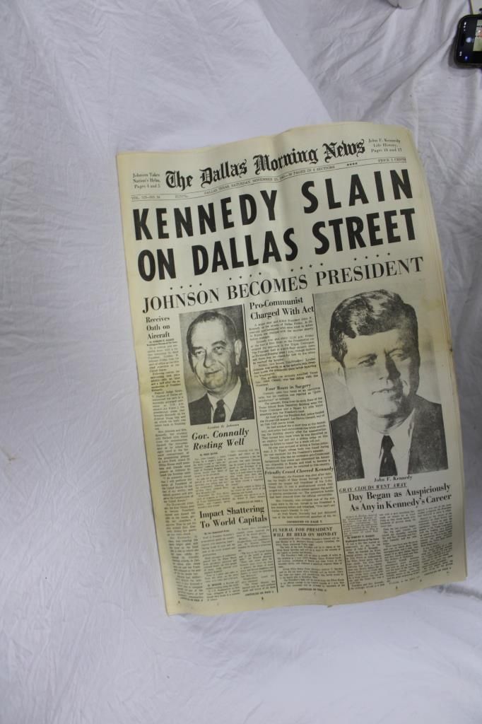 Lot 77A: KENNEDY KILLED NEWS PAPER