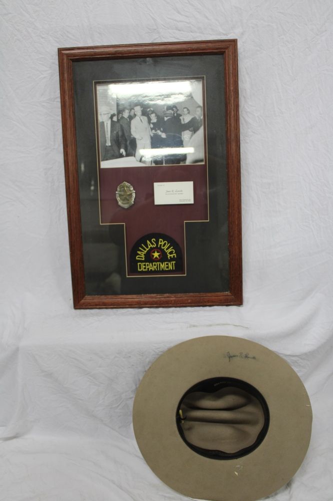 Lot 93A: JAMES R LEAVELLE BADGE & SIGNED HAT