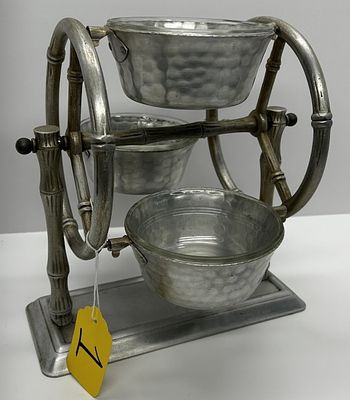 1 - FERRIS WHEEL SERVING TRAY. SILVER, 3 VINTAGE PYREX BOWLS