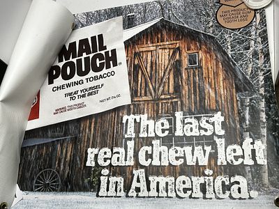 1 - LARGE MAIL POUCH TOBACCO POSTER WITH HOLES FOR HANGING