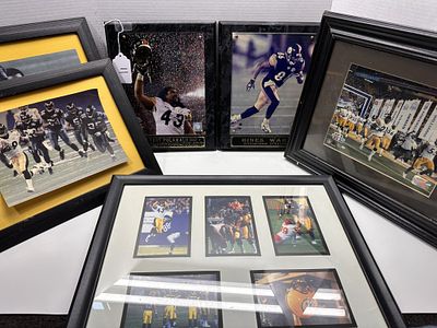 1 - PITTSBURGH STEELERS FRAMED PHOTOS/ PLAQUES. VARIETY OF 4 PHOTOS AND 2 PLAQUES