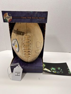 1 - PITTSBURGH STEELERS SIGNED FOOTBALL AND PHOTO. SIGNED FOOTBALL WITH PHOTO