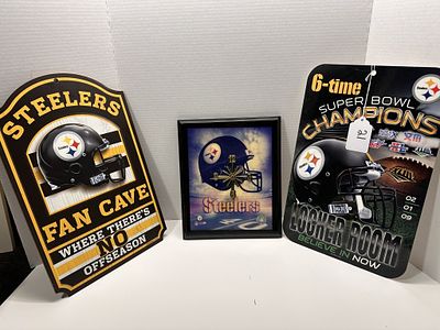 1 - PITTSBURGH STEELERS SIGNS. CLOCK AND FAN SIGNS
