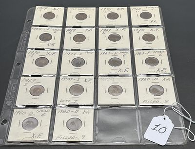 1 - 1 CENT COINS. RANGING FROM 1960-1974