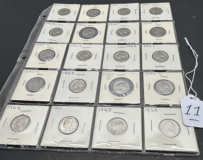 1 - 5 CENT COINS. RANGING FROM 1940-1972