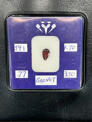 1 - GARNET GEM. 541 LABORATORY CONTROL, .77 CARAT WEIGHT, 1.70 REFRACTIVE INDEX, 3.70 SPECIFIC GRAVITY