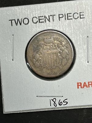 1 - RARE 1865 TWO CENT PIECE. .