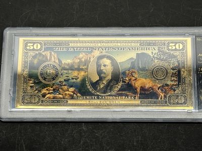 1 - 24K GOLD TRIBUTE BILL YOSEMITE. YOSEMITE NATIONAL PARK 50 MG 24K GOLD COMMEMORATIVE TRIBUTE BILL