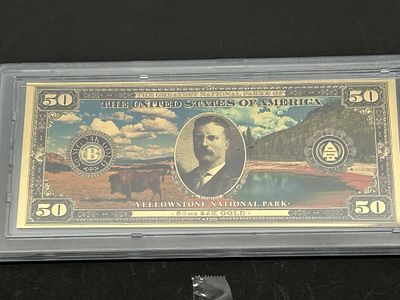 1 - 24K GOLD TRIBUTE BILL YELLOWSTONE. YELLOWSTONE, NATIONAL PARK 50 MG 24K GOLD COMMEMORATIVE