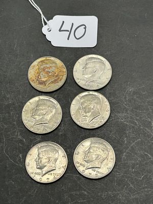 1 - HALF DOLLARS. 6 COINS RANGING FROM 1776-1979