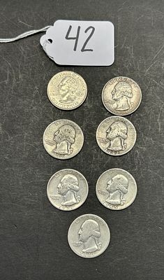 1 - QUARTERS. 7 COINS RANGING FROM 1941-2007
