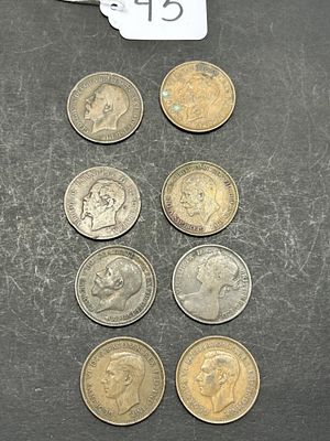 1 - COPPER COINS. 8 COINS, 1 CENT AND 10 CENT, RANGING FROM 1866-1946