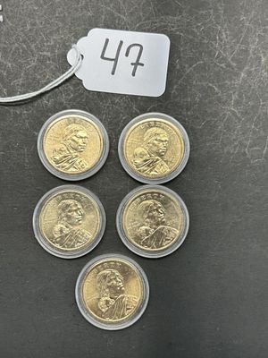 1 - LIBERTY ONE DOLLAR COINS. 5 COINS, RANGING FROM 1778-2002