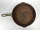 GRISWOLD #8 GREEN ENAMEL SKILLET. VINTAGE GRISWOLD #8 GREEN ENAMEL CAST IRON SKILLET LARGE LOGOImage - 1