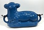 VINTAGE CAST IRON LAMB CAKE MOLD. VINTAGE CAST IRON ENAMELED LAMB CAKE MOLD IN VIVID BLUEImage - 2