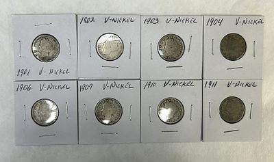 V NICKELS. LOT OF V NICKELS FROM VARIOUS YEARS