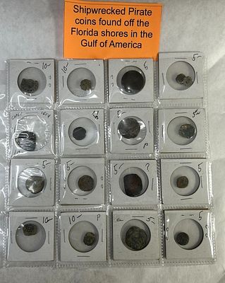 SHIPWRECKED COINS. LOT OF SHIPWRECKED PIRATE COINS FROM FLORIDA SHORES