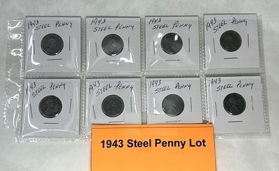 1943 STEEL PENNY LOT. LOT OF 1943 STEEL PENNIES