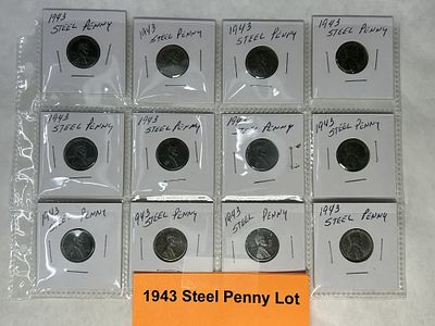 1943 STEEL PENNY LOT. LOT OF 1943 STEEL PENNIES
