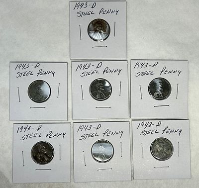 1943-D STEEL PENNY LOT. LOT OF 1943-D STEEL PENNIES