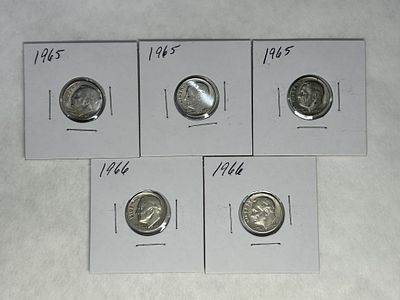 ROOSEVELT DIMES. LOT OF 5 ROOSEVELT DIMES