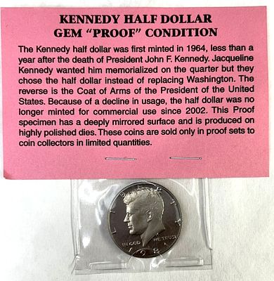 KENNEDY "PROOF" HALF DOLLAR. KENNEDY HALF DOLLAR GEM "PROOF" CONDITION 1981