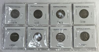 BUFFALO NICKELS. LOT OF BUFFALO NICKELS 1919,1920,1923,1925,1926,1927,1936,1937