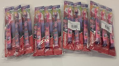 KIDS TOOTH BRUSH. 24 COUNT OF EXTRA SOFT BRISTLES TROLLS KIDS TOOTHBRUSH, PINK & PURPLE