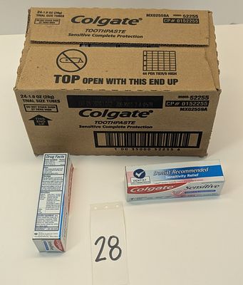 TOOTHPASTE. 24 COUNT OF COLGATE TOOTHPASTE MINT CLEAN SENSITIVE COMPLETE PROTECTION , TRIAL SIZE 