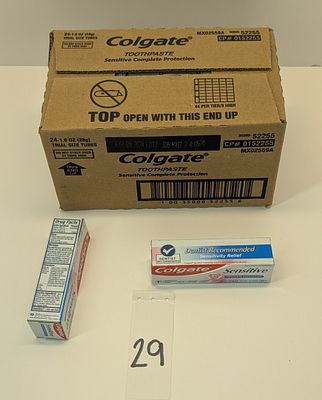 TOOTHPASTE. 24 COUNT OF COLGATE TOOTHPASTE MINT CLEAN SENSITIVE COMPLETE PROTECTION , TRIAL SIZE 