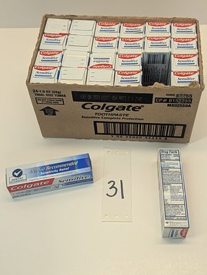 TOOTHPASTE. 24 COUNT OF COLGATE TOOTHPASTE MINT CLEAN SENSITIVE COMPLETE PROTECTION , TRIAL SIZE 