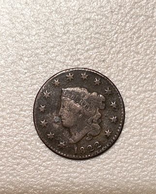 VINTAGE 1822 1 CENT COIN
