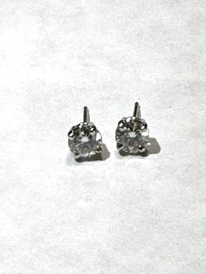 14 K WHITE GOLD EARRINGS. 1 CARAT TOTAL WEIGHT MOISANITE POST ROUND EARRINGS, NO BACKS, 1 GRAM 