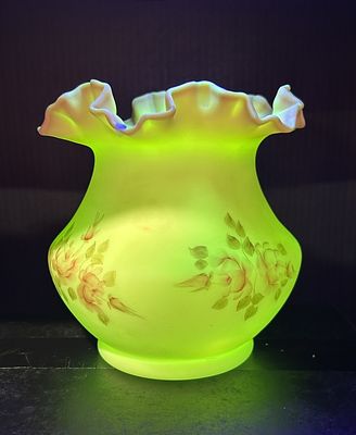 JAPANESE BLOSSOM HAND PAINTED VASE SIGNED BY ALICE FARLEY, GLOWS